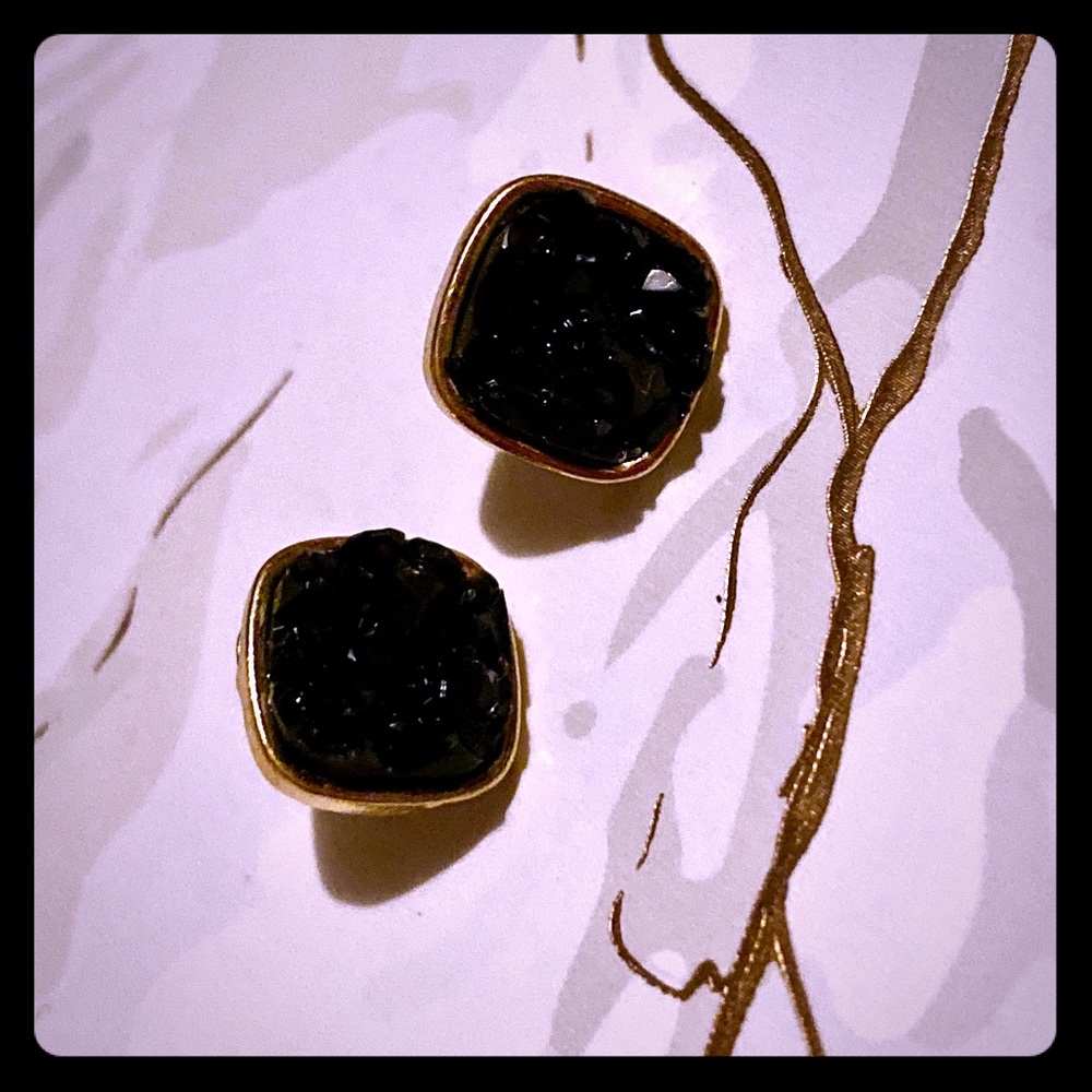 Faux Druzy Earrings, Black!